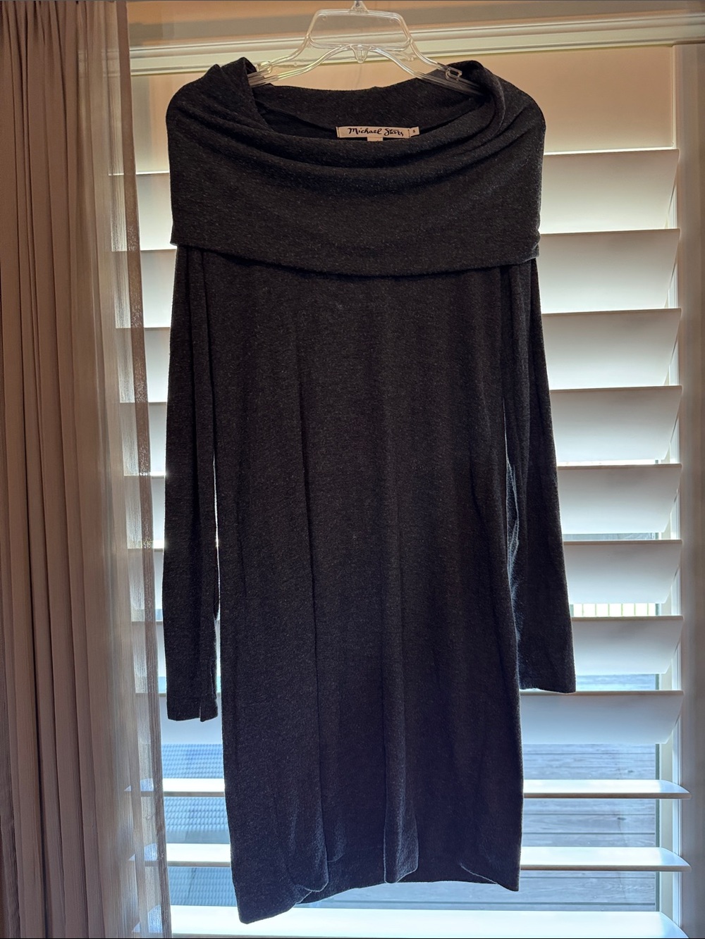 Michael Stars Charcoal Off-Shoulder Long Sleeve Dress